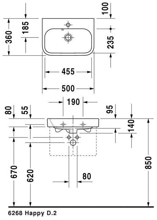 Подвесная раковина настенная овальная Duravit Happy D.2 белая sun-id-1353452 - Вид №3