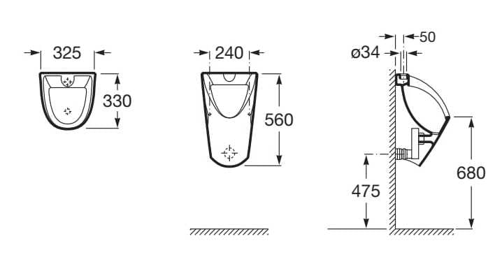 Фарфоровый подвесной писсуар Roca CHIC 35T45L..0 ARCH-00077257 - Вид №2