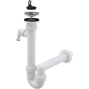 Сифон трубчатый с нержавеющей peшeткой DN70 и штуцером