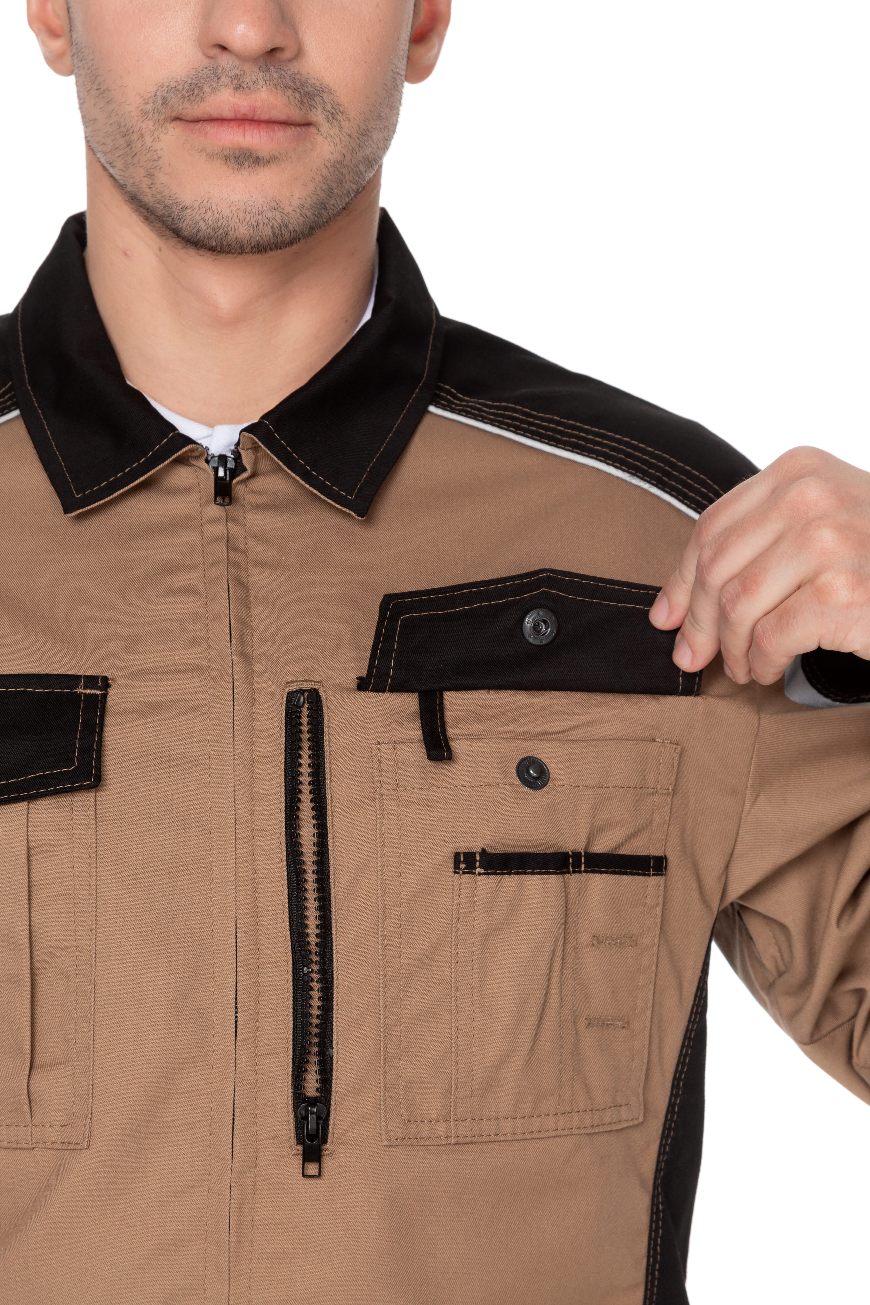 70067 Костюм  NEW бежевый с черным STATUS  Летняя спецодежда  размер 52-54/182-188  - Вид №16