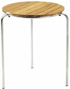Adico Круглый штабелируемый стол из нержавеющей стали и дерева