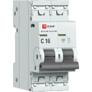 Автоматический выключатель EKF Proxima ВА47-63 2P N C16 А 6 кА