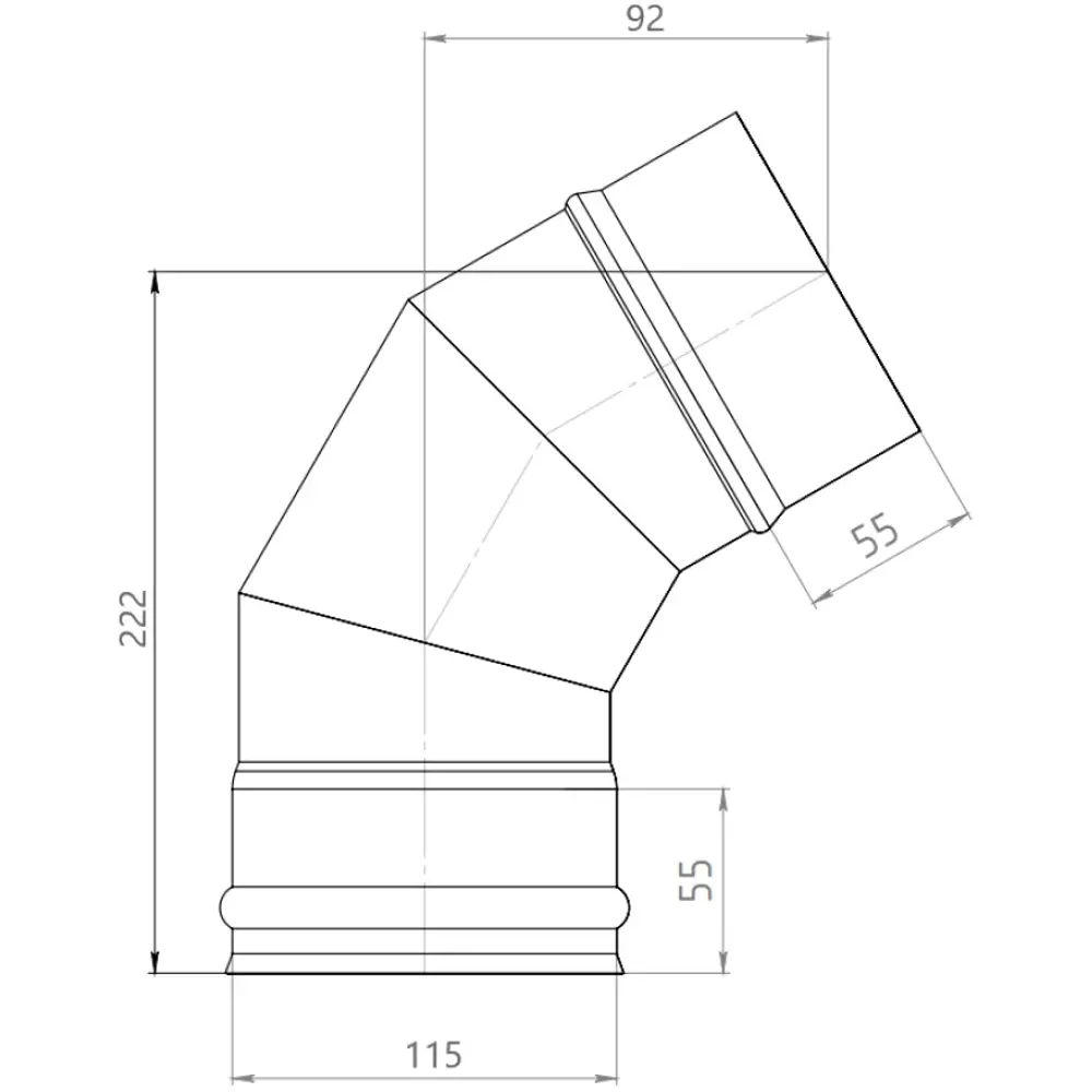 Колено 3 секции Металлик и Ко угол 135 (430/0.8 мм) D115 мм STLM-2031669 - Вид №2