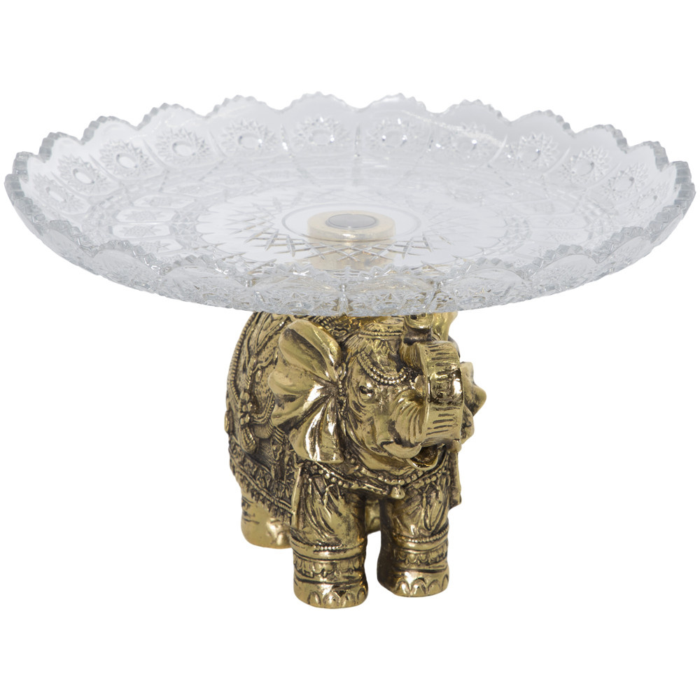 52095 BOGACHO Фруктовница-конфетница Слон индийский - 5 Бронза мрамор / стекло  - Вид №2