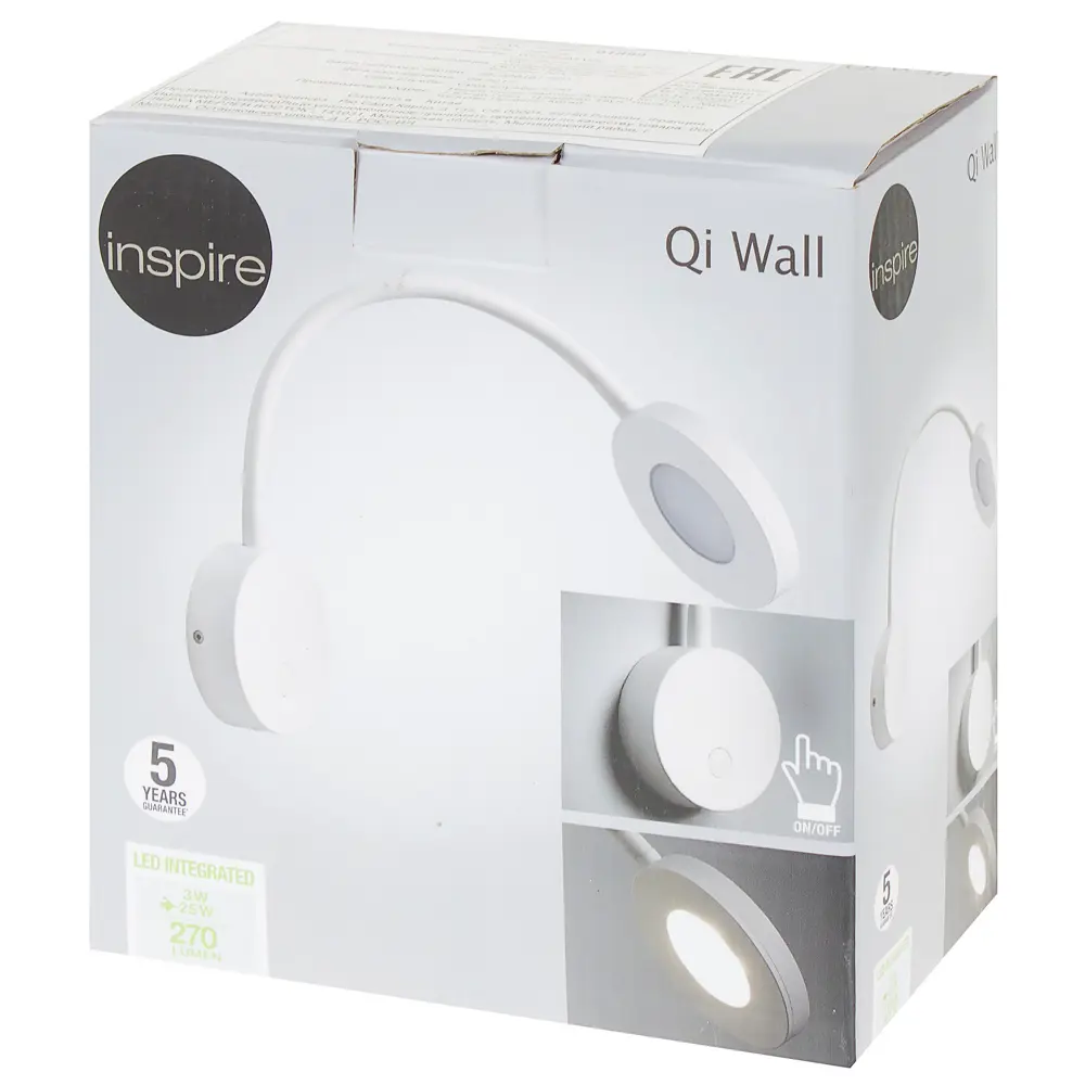 Настенный светильник светодиодный Inspire Qi Wall 3 Вт 270 Лм цвет серый 18726408 STLM-2076040  - Вид №4