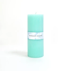 Дизайнерская свеча-столбик Santreyd Ribbed зеленый 15 см 89370285