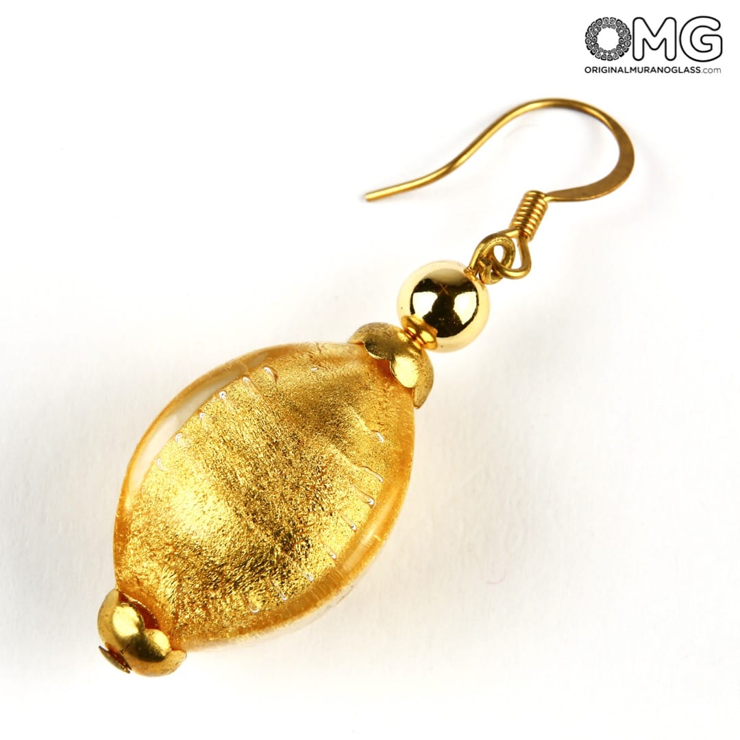 2985 ORIGINALMURANOGLASS Серьги Камни Венеции - золото - Original Murano Glass OMG 2 см  - Вид №1