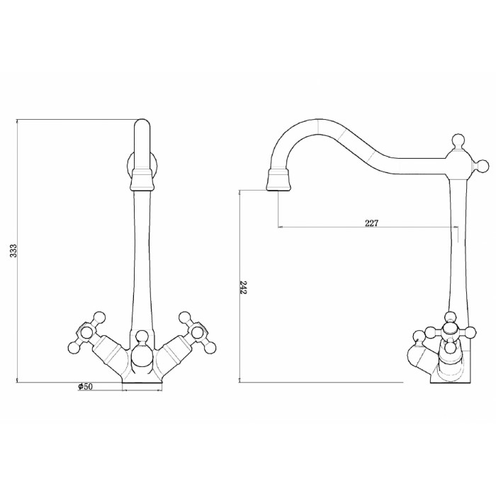 Zorg ZR 515 YF хром Смеситель для кухни Zorg 333х227 мм  - Вид №2