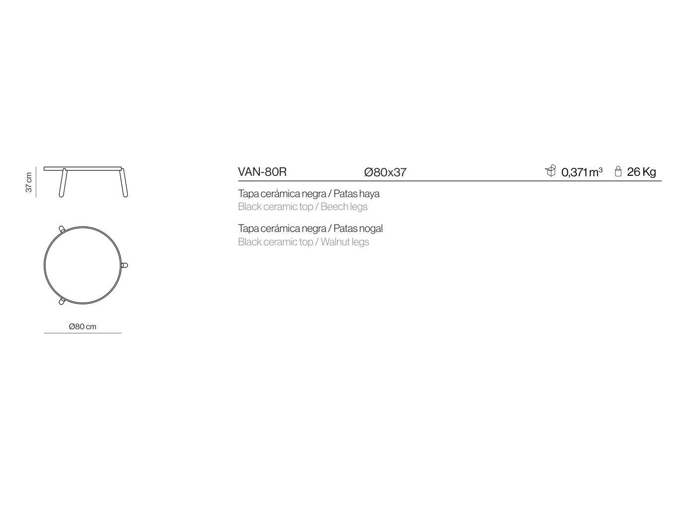 Круглый керамический журнальный столик Kendo Mobiliario Van ARCH-00065048 - Вид №7