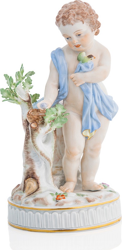 85868 Meissen Фигурка 17 см "Мальчик с птичьим гнездом и птичкой" Фарфор 