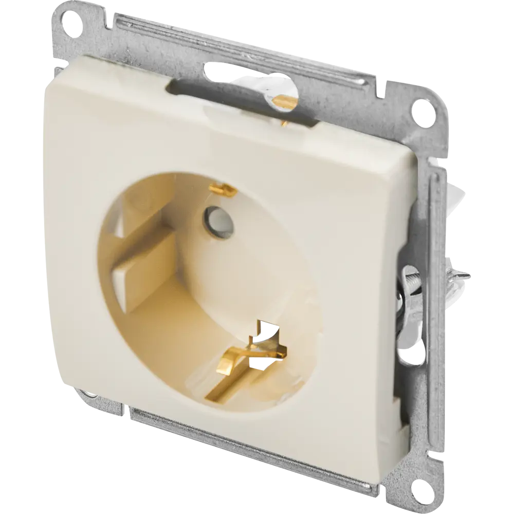 Schneider Electric Glossa - встраиваемая розетка с заземлением, бежевая 86710198 STLM-0070811 - Вид №1
