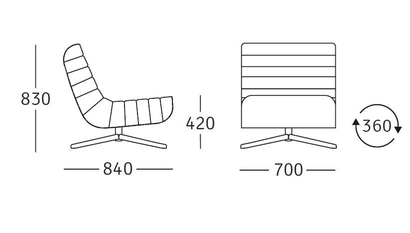 Тканевое вращающееся кресло ROSSIN Riffel ARCH-00024610 - Вид №2