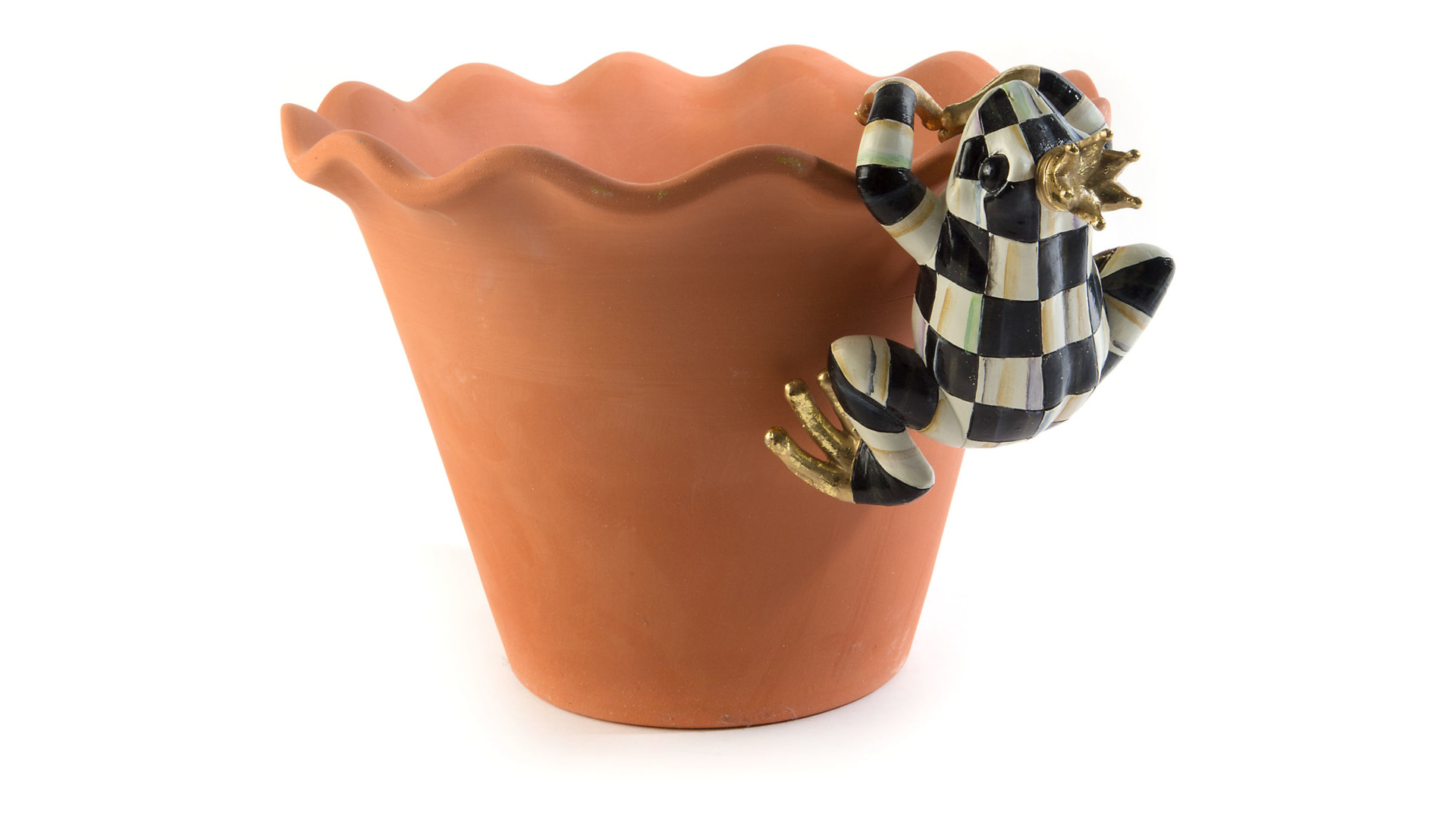 10654416 Mackenzie-Childs Украшение для кашпо Лягушка Courtly Check Полирезина  - Вид №1