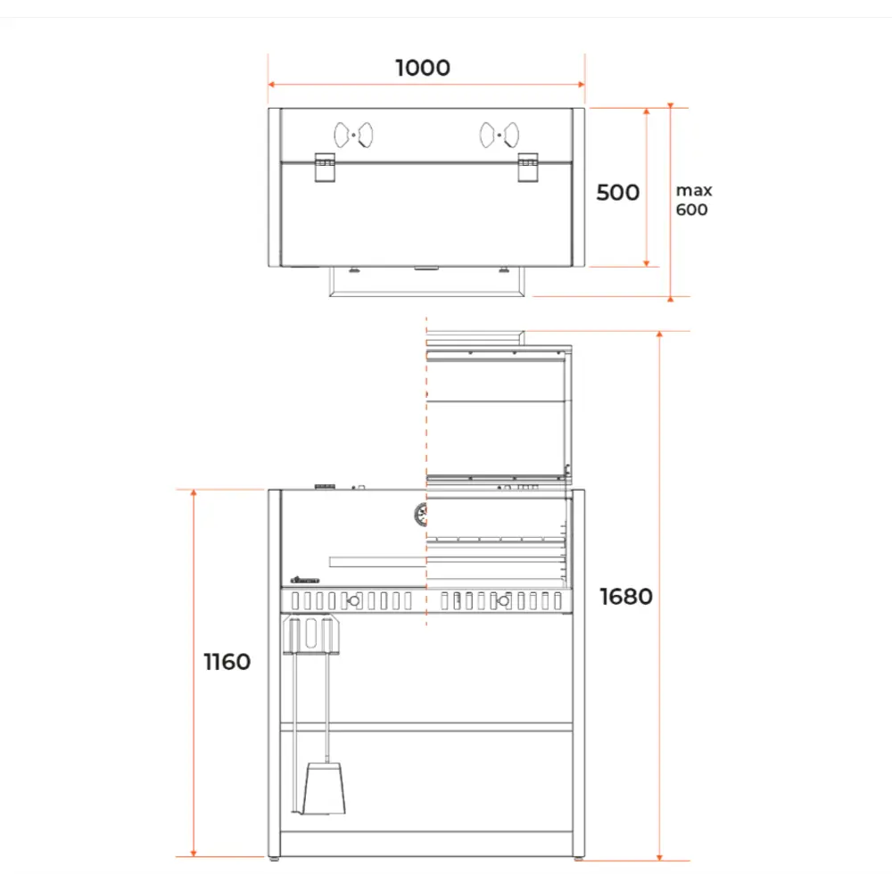 Гриль Gratar Expert EGR 1000 2 мм 116x100x50 см STLM-2175049 - Вид №5
