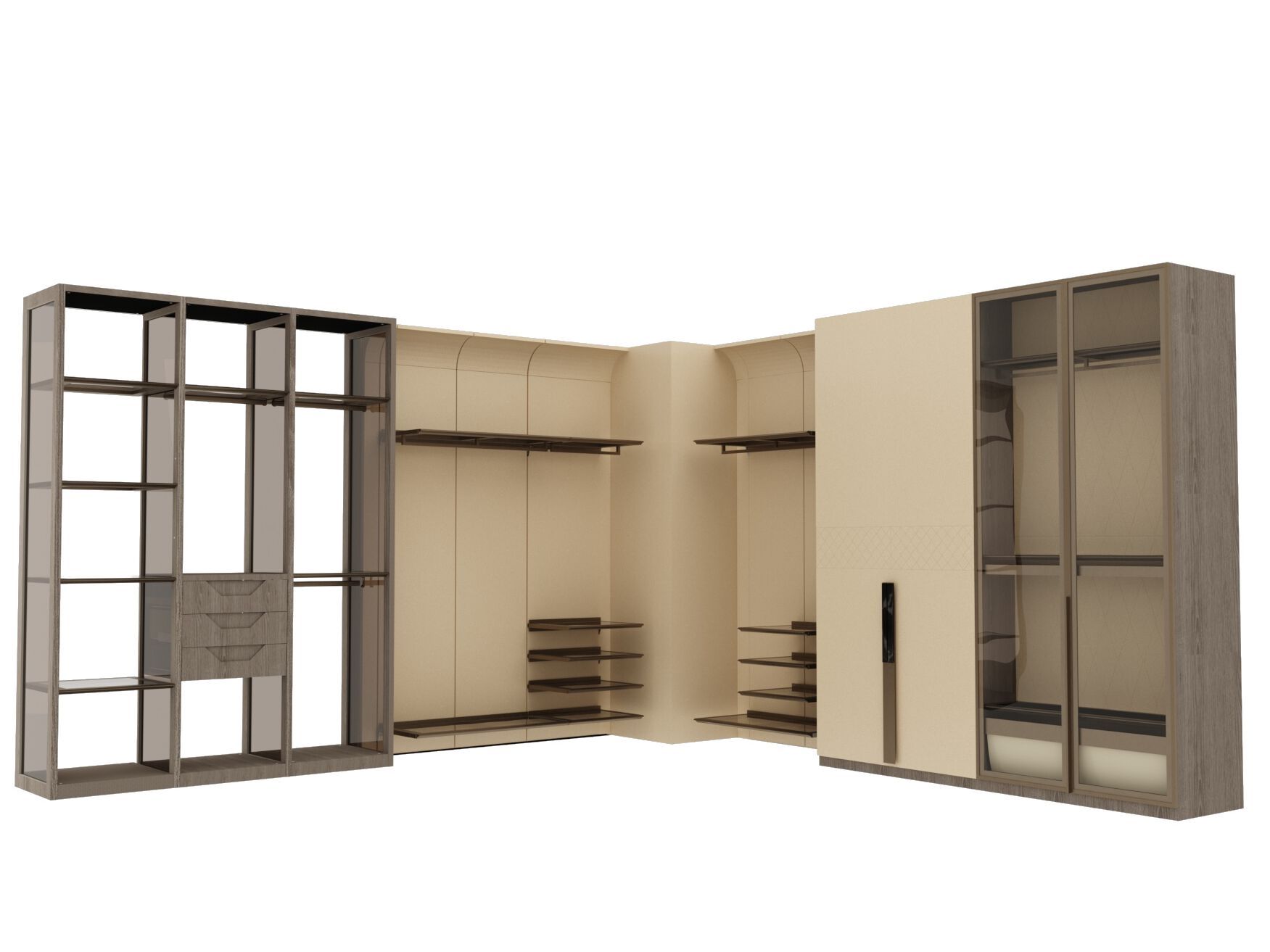 Деревянный и стеклянный угловой шкаф ABLE ASHLEY ARCH-00152833