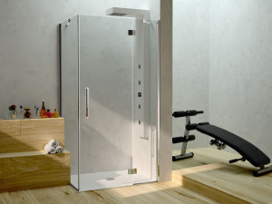 Алюминиевая и стеклянная угловая душевая кабина с распашной дверью