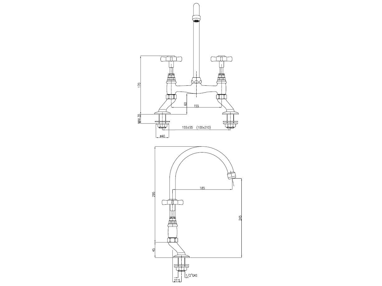 Смеситель для раковины с 2 отверстиями Gaia Mobili Complements ARCH-00102333 - Вид №2