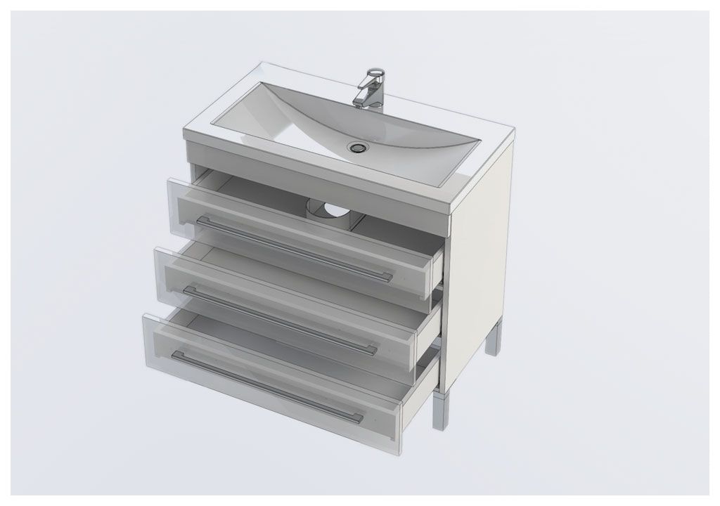 Тумба под раковину Aquanet Верона 90 черный (напольная 3 ящика) sun-id-275344 - Вид №4