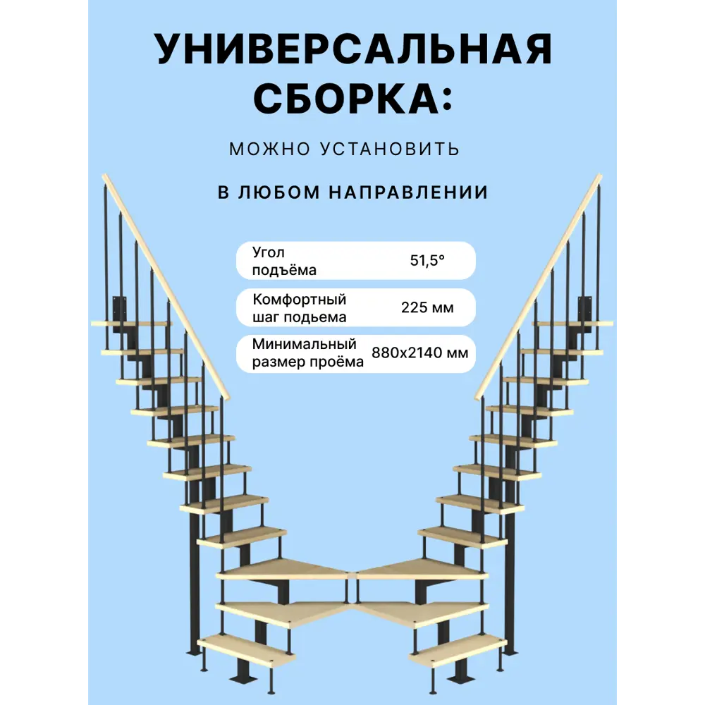 Модульная лестница поворотная 90° Лесенка стальная Квадро 89461902 STLM-2069286  - Вид №2