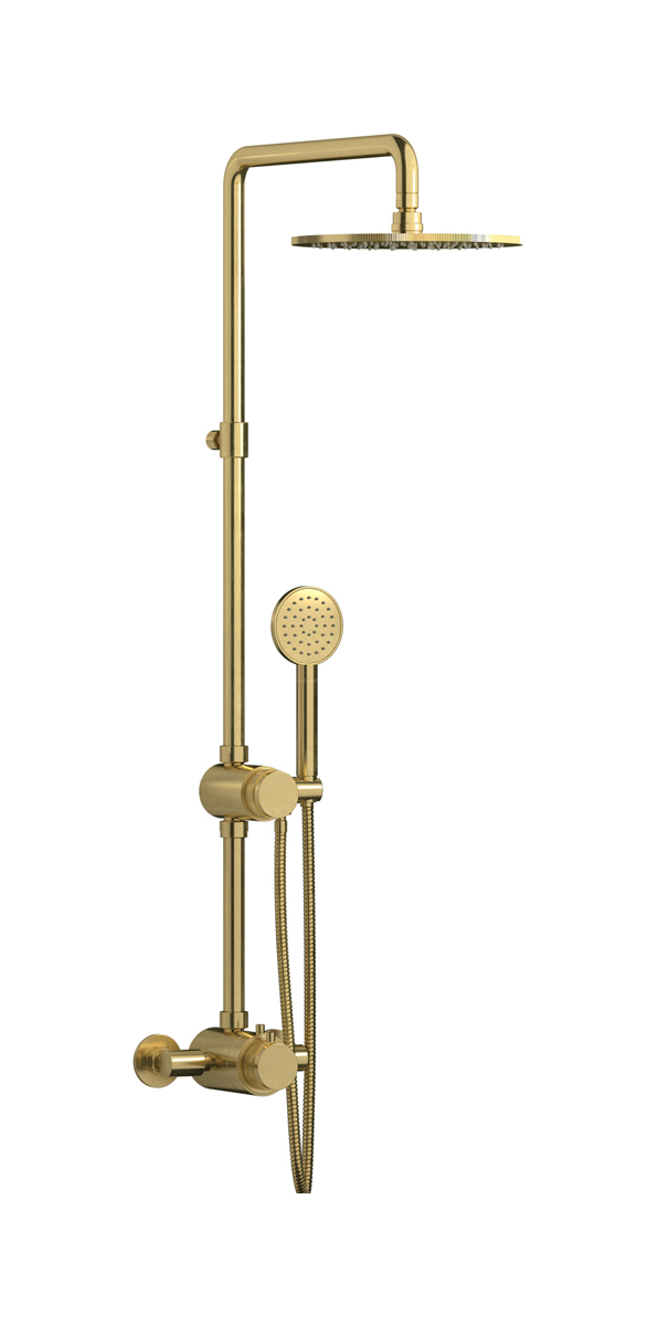 Душевая колонна с термостатом и душевым гарнитуром. WE ARE IB rx800on Natural Brass Indoor Shower