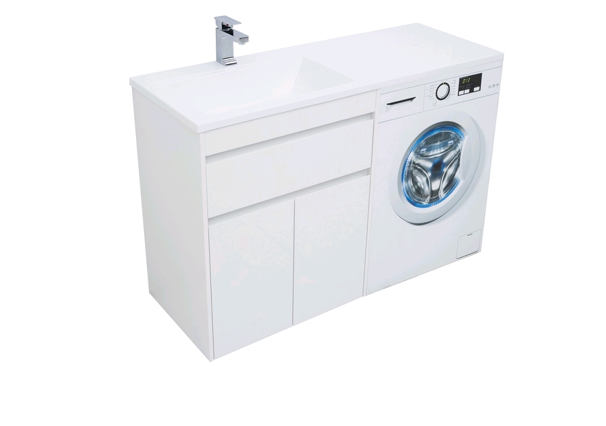 Тумба с раковиной Aquanet Токио 130 L белый (напольная, 1 ящик, 2 дверцы) 0023774600235501 - Вид №3