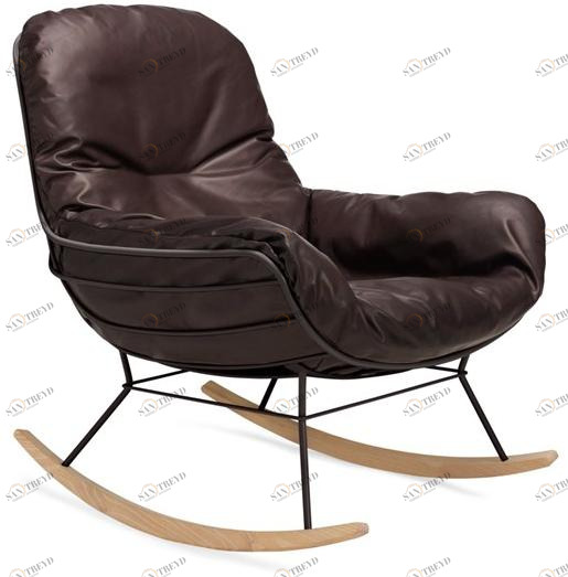 Кресло-качалка, обитое кожей, с подлокотниками Leyasol Santreyd sun-id-1368686