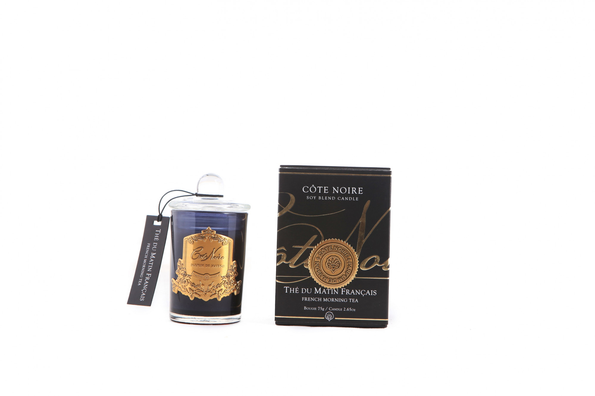 GML07501 Свеча 75 гр, черный стаканчик, золотой декор COTE NOIRE Santreyd 
