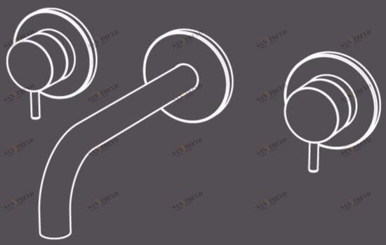 Radomonte Смеситель для умывальника настенный из нержавеющей стали на 3 отверстия Toki Tki28