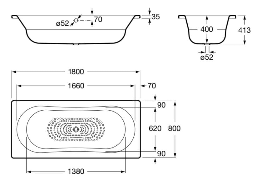 Утопленная стальная прямоугольная ванна Roca DUO PLUS 221670..0 ARCH-00133277 - Вид №2