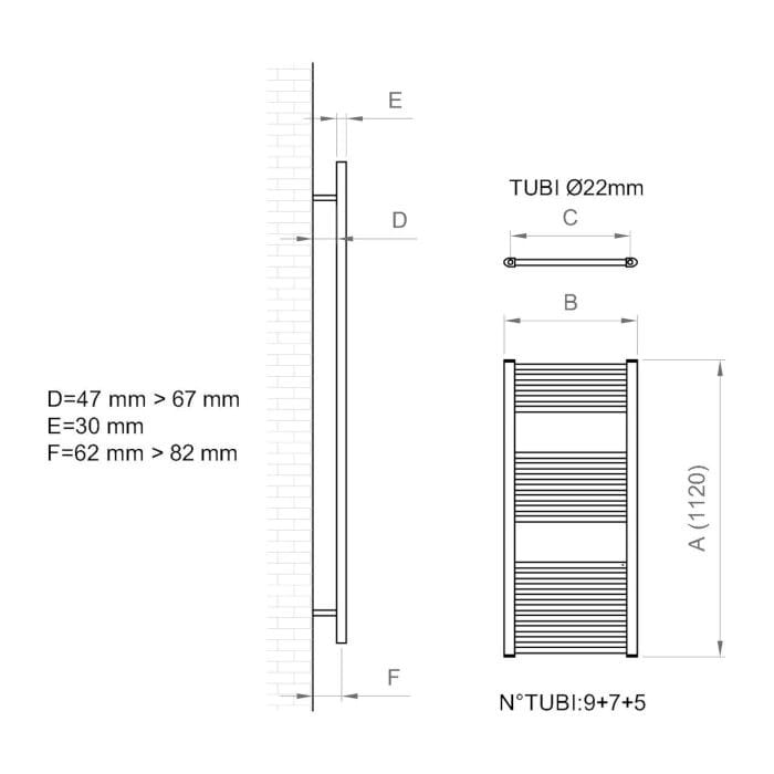 Настенный хромированный стальной полотенцесушитель с горячей водой Ercos Опера ARCH-00118164 - Вид №4