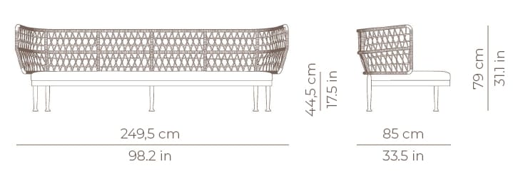 3-местный алюминиевый садовый диван с порошковым покрытием POINT Curio ARCH-00104305 - Вид №4