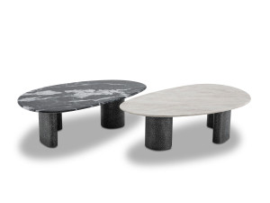 Овальный журнальный столик из мрамора и нержавеющей стали