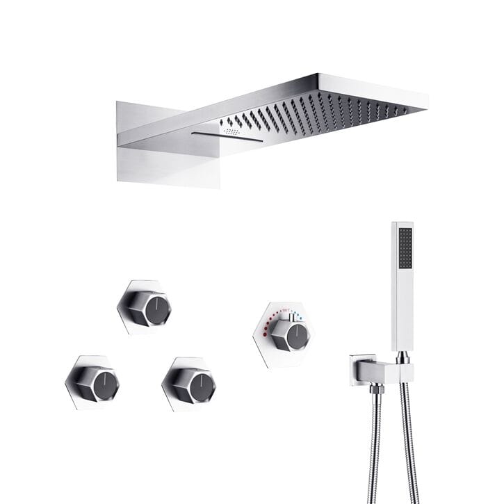 Набор для душа с 6 отверстиями из нержавеющей стали с ручным душем Fontana Showers PIOTELLO ARCH-00086517 - Вид №1