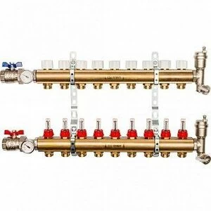 Коллектор из латуни на 9 вых. с расходомерами STOUT