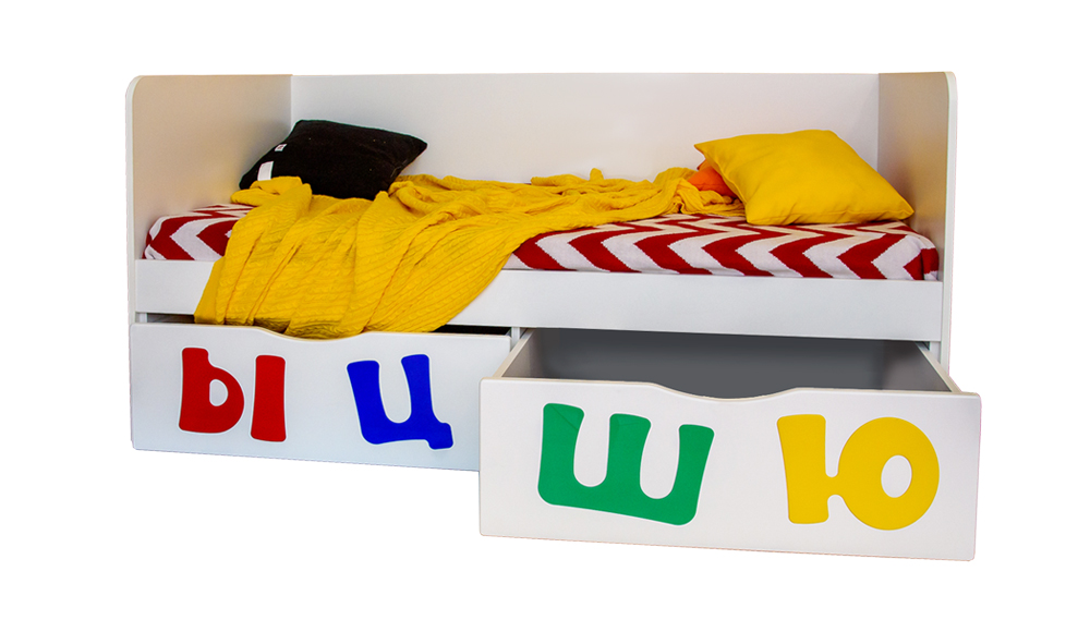 Детский диван-кровать с 2 ящиками "Абвгдейка" МАНДАРИН АБВГДЕЙКА 178607 Белый Santreyd  - Вид №1