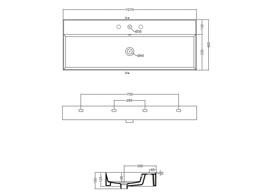 Прямоугольная керамическая раковина с переливом COLAVENE Квадратная ARCH-00022012 - Вид №4