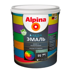 Эмаль Alpina Аква полуматовая База 3 цвет прозрачный 2.35 л 88234368 STLM-2084666
