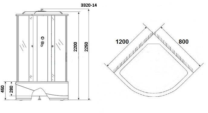 Душевая кабина NG- 3320-14R (1200х800х2150) высокий поддон(45см) стекло МАТОВОЕ Niagara Classic 33201424R - Вид №1