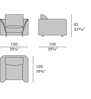 Ткань и кожа кресло для жизни Turri Joel ARCH-00129128 - Вид №5