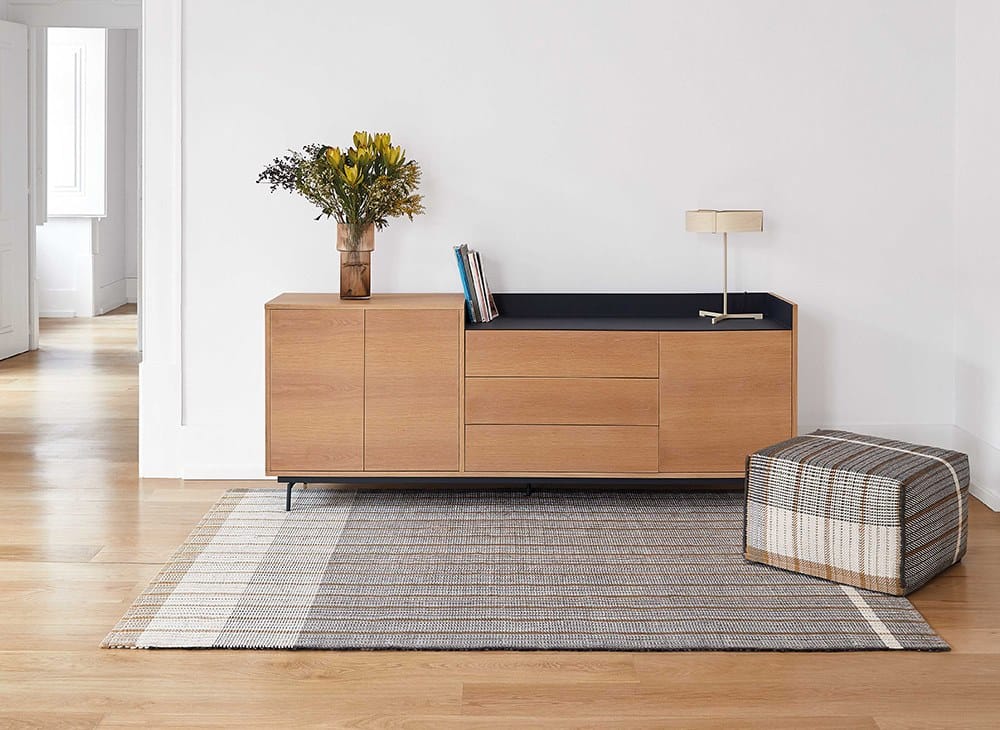 Квадратный пуф из шерсти, льна и хлопка GAN Reversible ARCH-00118531 - Вид №1