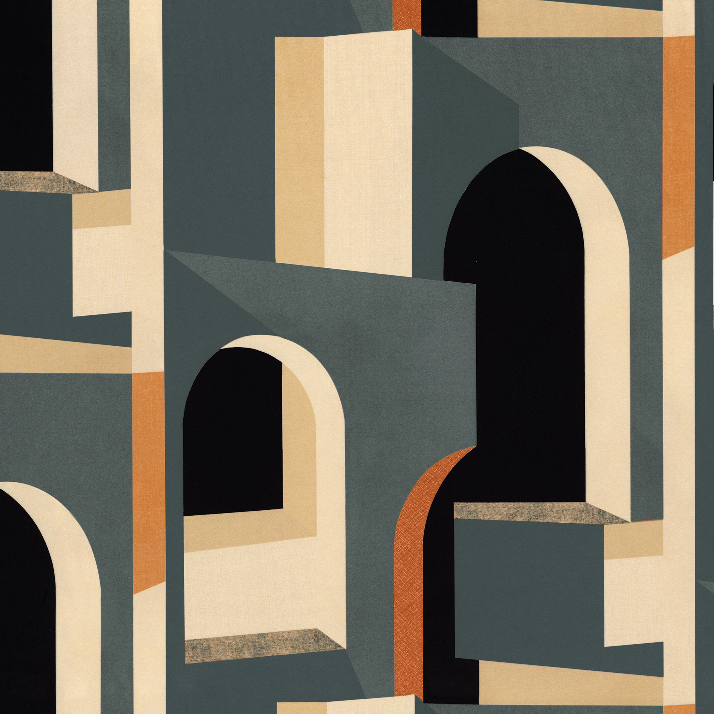 Матовая моющаяся полиэфирная ткань с графическим рисунком Casamance Prodige ARCH-00010422 - Вид №2