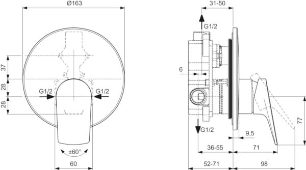 Встраиваемый смеситель для душа Ideal Standard La Dolce Vita ARCH-00081910 - Вид №5