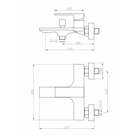 Orange Lutz M04-100w смеситель для ванны, белый Хром sun-id-1517104 - Вид №1
