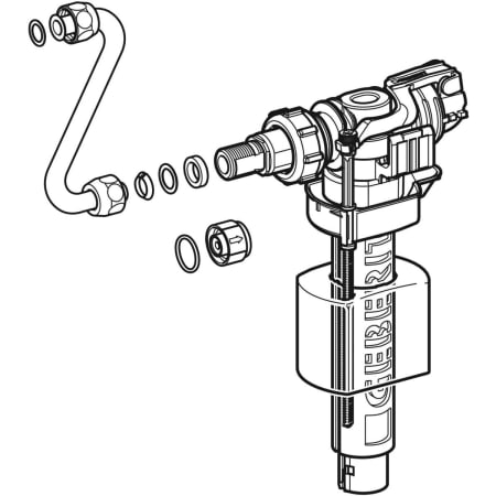 240.784.00.1 Впускной клапан Geberit тип 380, подвод воды сбоку, 3/8", ниппель из латуни Geberit  - Вид №1