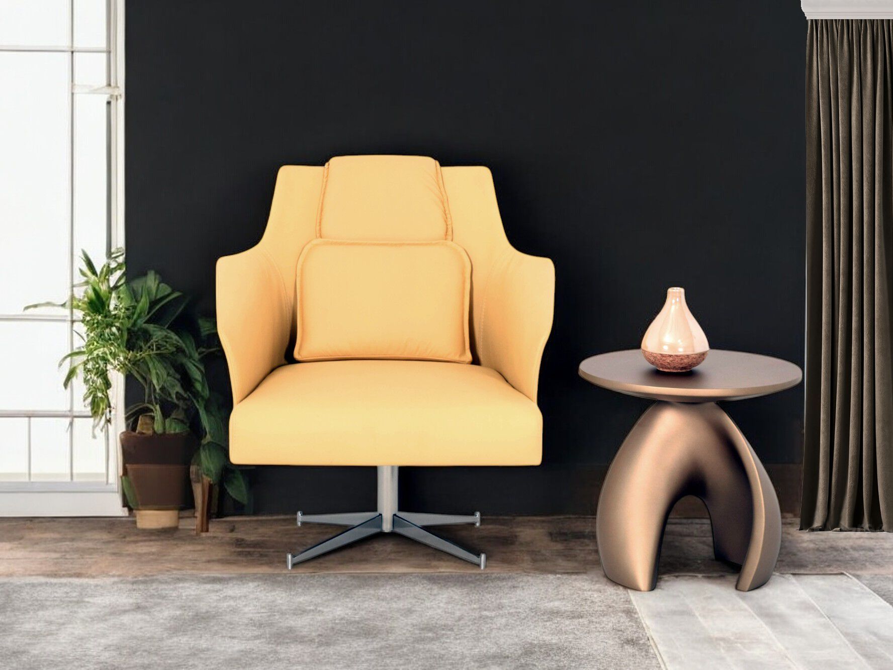 4-спицевое кожаное кресло с подлокотниками и подголовниками ABLE Karl ARCH-00077283 - Вид №3