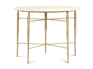 Высокий круглый журнальный столик из латуни и мрамора