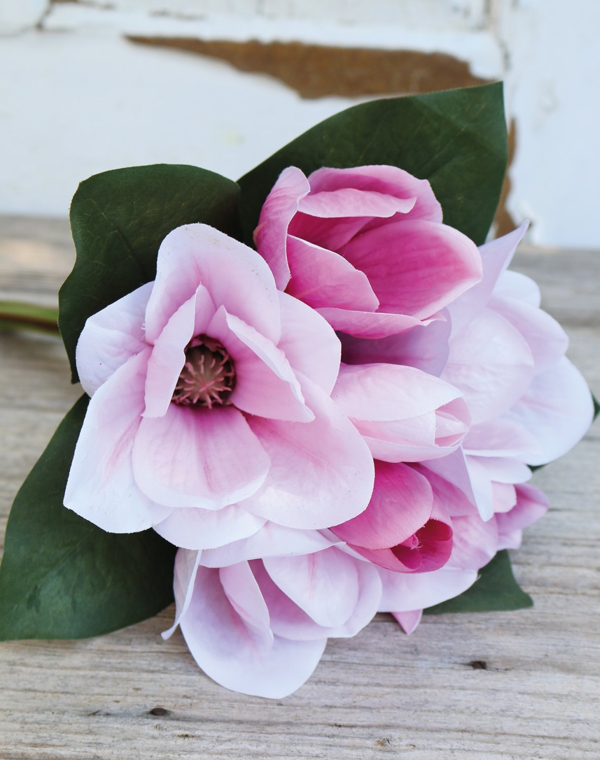 3014 515 a3 Искусственный букет магнолии, 7 цветков, 31 см, розовый H-andreas  - Вид №7