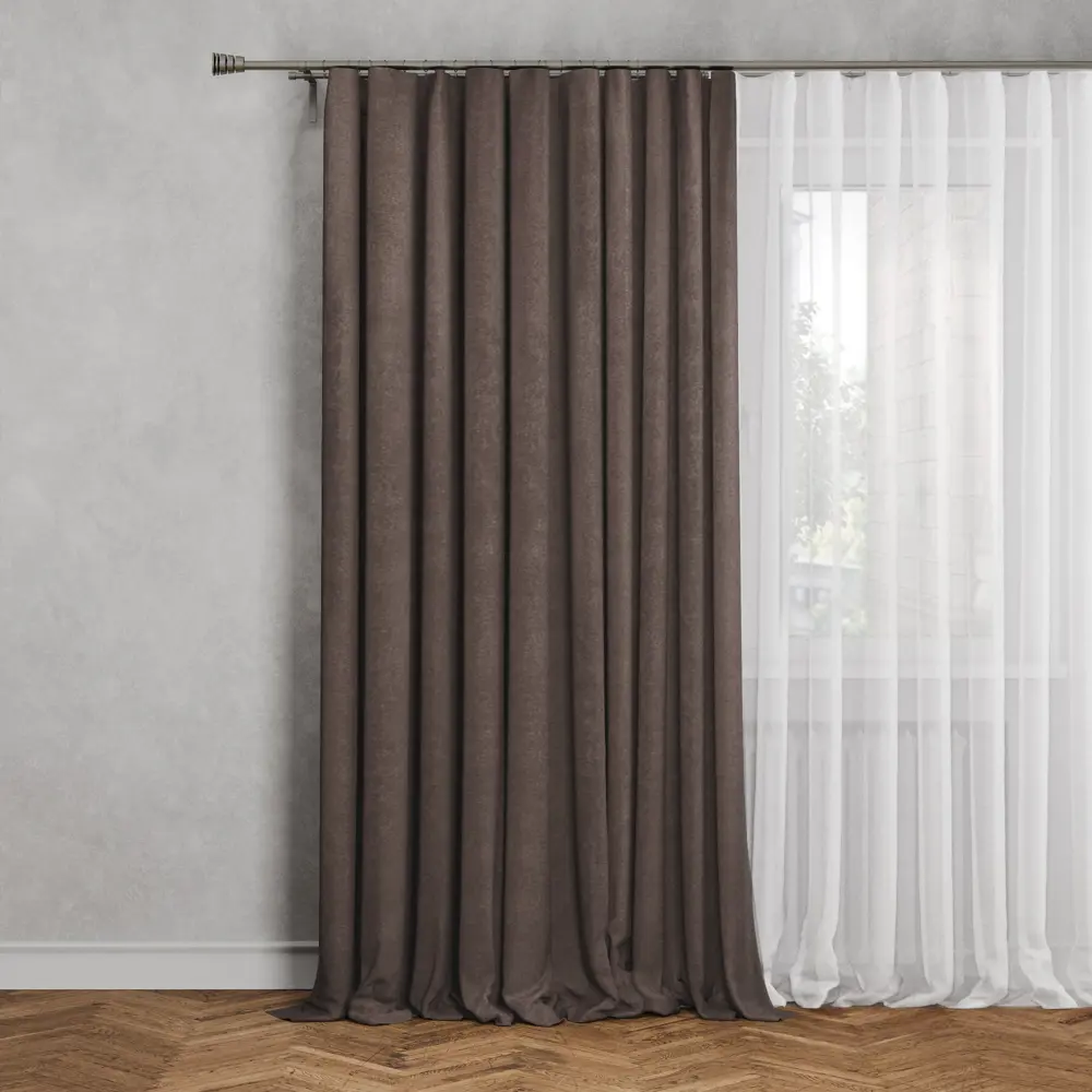 Штора на ленте Анора 160x260 см цвет какао 89375981 STLM-2135005 Santreyd 