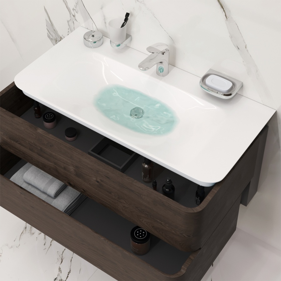 M30FHX1002TF База под раковину подвесная 100 см ящики табачный дуб текстурированная AM.PM Sensation - Вид №8