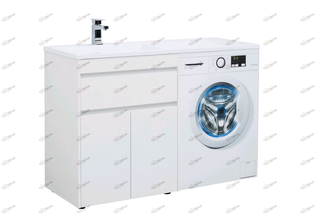 Тумба с раковиной Aquanet Токио 130 L белый (напольная, 1 ящик, 2 дверцы) 0023774600235501